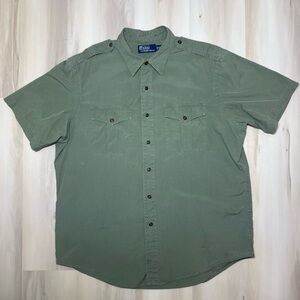 Polo Ralph Lauren Military Utility Shirt Sz XL Short Sleeve Khaki Green Safari